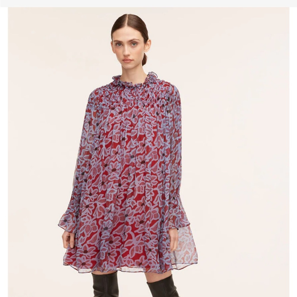 Rebecca Taylor Vera Fleur Smocked Silk Shift Dress - EUC